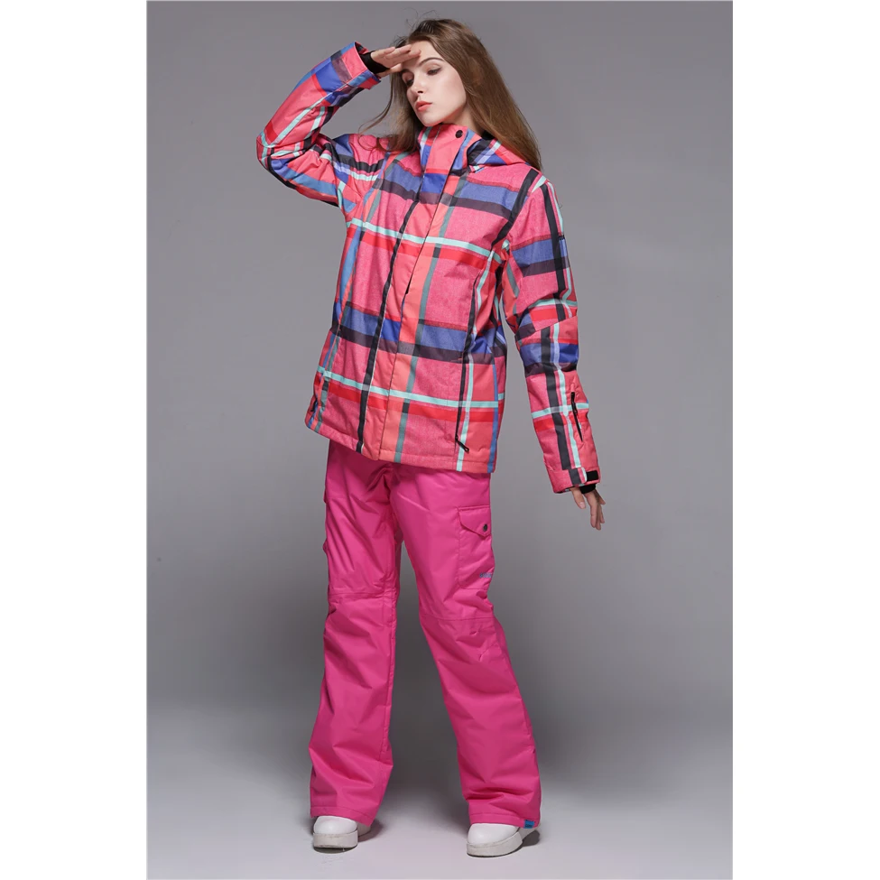 GSOU зимний брендовый лыжный костюм для женщин лыжная куртка штаны сноубординга