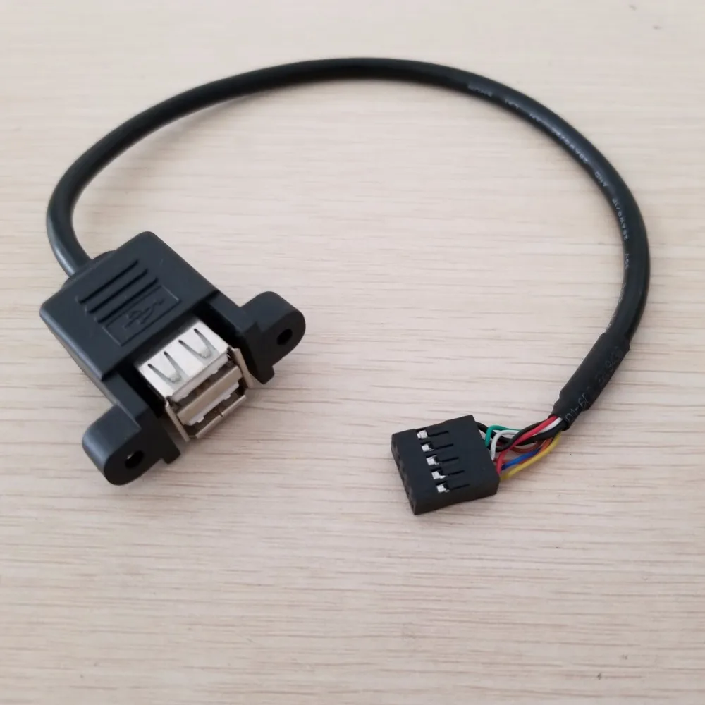 Dupont 10Pin/9Pin Female to Dual USB Type A Panel Mount Adapter Data Extension Cable 30cm | Компьютеры и офис