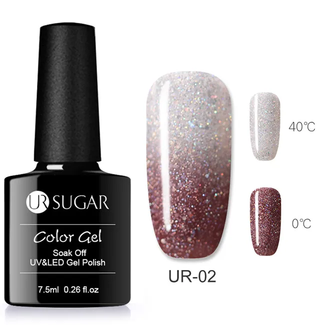 ur 2 Ur Sugar термальный ультра-тонкий блеск 3 цвета замочить от УФ гель цвет-chaging Снежинка температура гель для изменения цвета ногтей - Цвет: ur 2