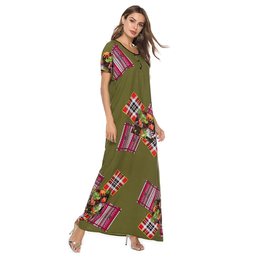 Женское длинное платье в этническом стиле с принтом летнее Повседневное макси на