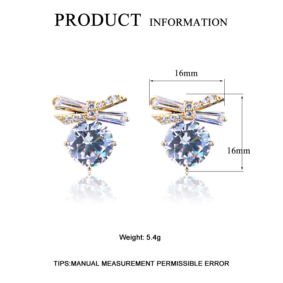 

LADYCHIC Cute Silver Color Bowknot Cubic Zircon Earrings Women Fashion Charm Stud Earrings Party Festival Gifts Wholesale LE1335