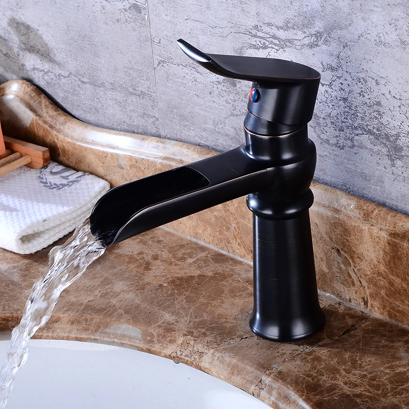 Черный смеситель для раковины Fapully водопроводный кран ванной комнаты с одной