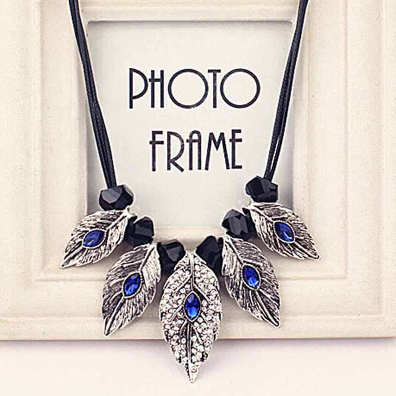 Модные ювелирные изделия серебряный лист длинный свитер ожерелье кулон