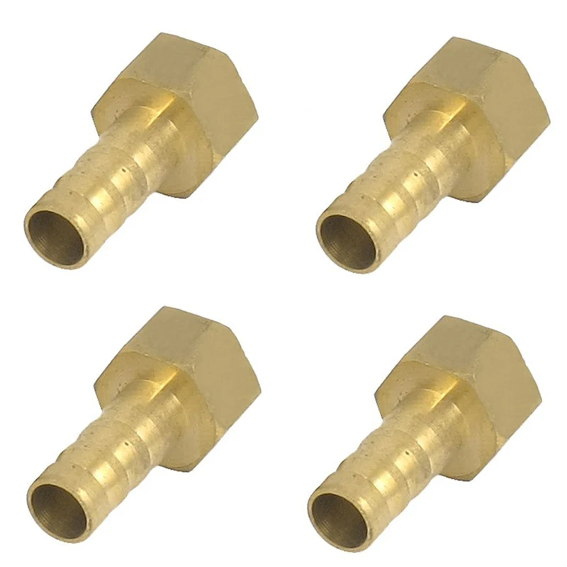 

4pcs 1/4BSP Thread 8mm Tube Dia Brass Hose Barb Coupler Connector Gold