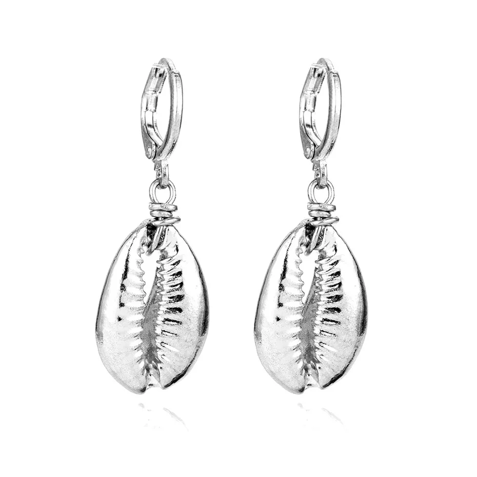 03 Silver IngeSight. Z 12 видов стилей, богемная раковина, медные маленькие круглые серьги-кольца, массивные хрустальные лунные серьги с ангелами для женщин, ювелирные изделия - Окраска металла: 03 Silver