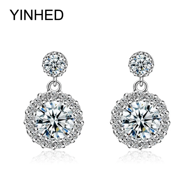 Женские серьги гвоздики из серебра 925 пробы с фианитом|stud earrings|stud earrings for womenjewelry |