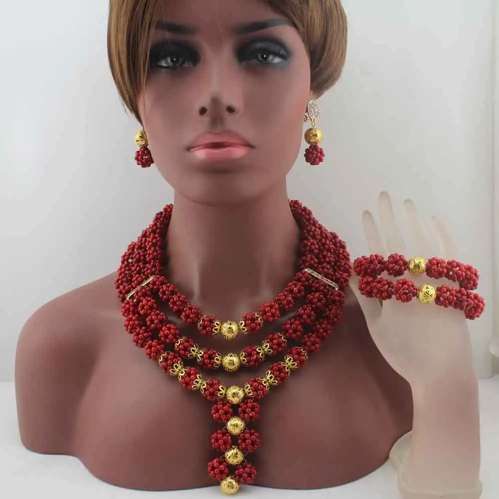 Новинка 2019 набор ювелирных изделий из африканских красных коралловых бусин