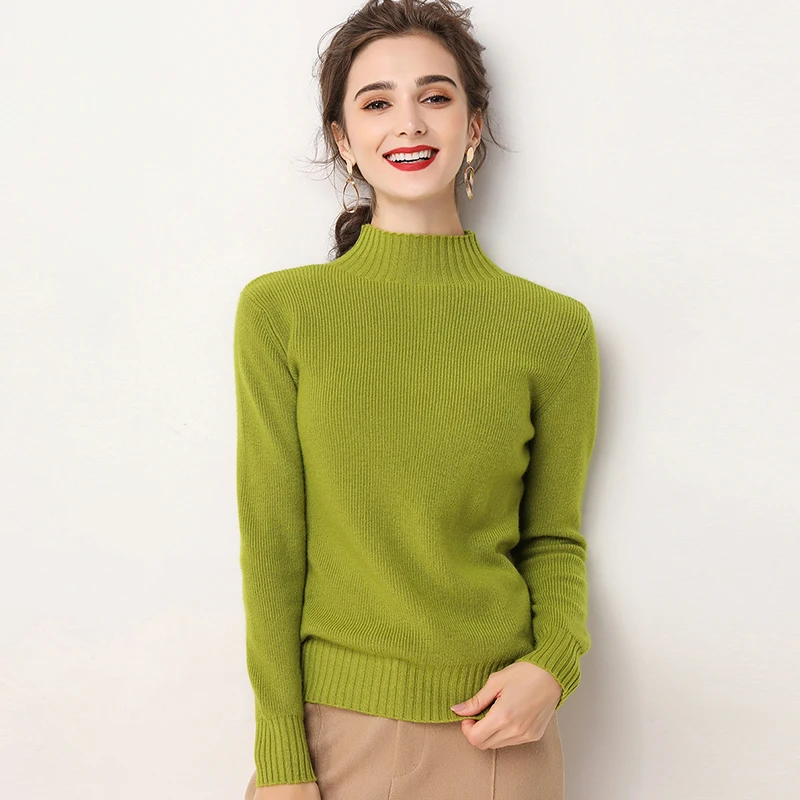 Женский свитер с высоким воротом однотонный Повседневный на осень зима 2019 |