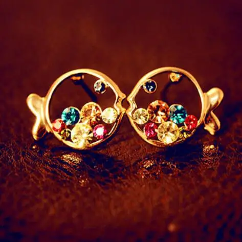 Женские серьги-клоуны с кристаллами серьги-рыбки толстым Китом ювелирное