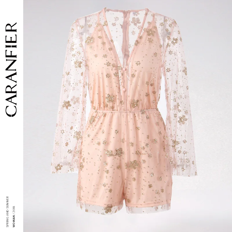 CARANFIER с длинным рукавом сексуальные платья блестками женская сексуальная сетка