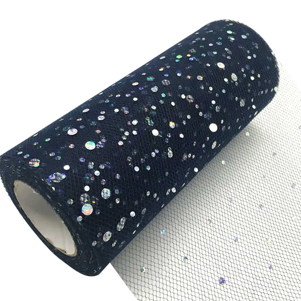 C39 Navy Blue TULLMALL 6 дюймов 25 ярдов сверкающие блестки рулон катушки пачка свадебное украшение Тюль органза Марля Элемент настольная дорожка Mariage - Цвет: C39 Navy Blue
