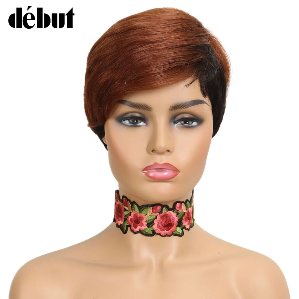 Debut Colored Human Hair Wigs For black women Remy Brazilian Short Bob DYF1B/Green | Шиньоны и парики
