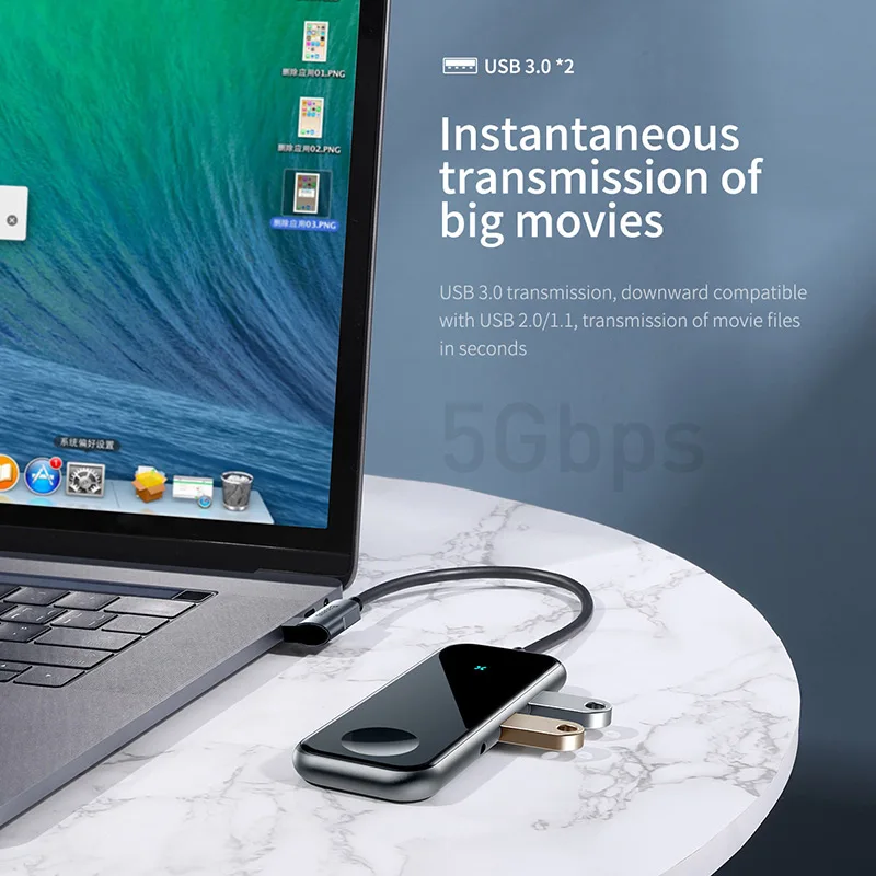 Baseus USB C концентратор с беспроводным зарядным устройством для iWatch type C usb-концентратор к Usb 3,0 HDMI для Macbook Pro с аудиоразъемом 3,5 мм