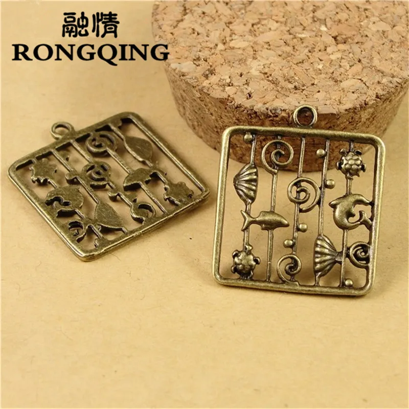 

RONGQING 25*25MM 60pcs/lot seabed world Pendants Necklaces Handmade Accessories Fashion Jewelry Charms DIY