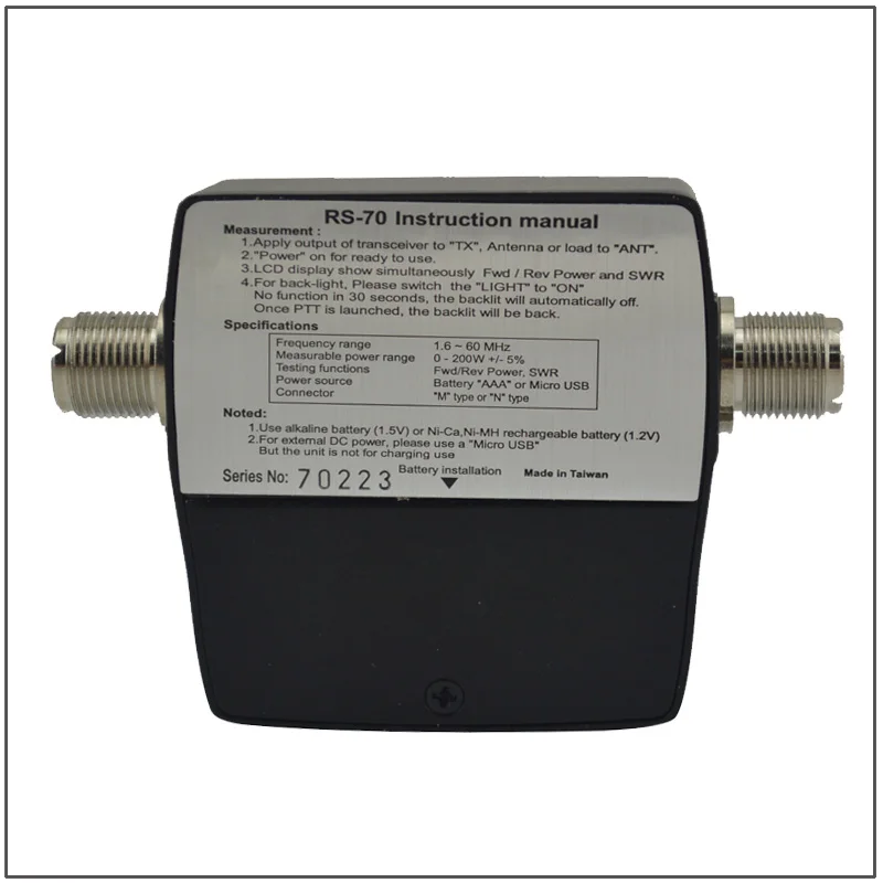 NISSEI RS 70 RS70 цифровой SWR/Измеритель Мощности HF 1 6 60 МГц 200 Вт м разъем SWR измеритель