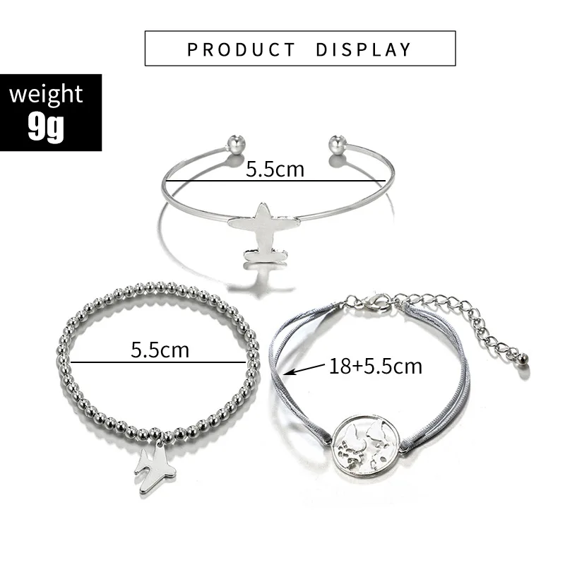 3 шт./компл. завод Map круговые Подвески Браслет для Для женщин Серебряный Малый