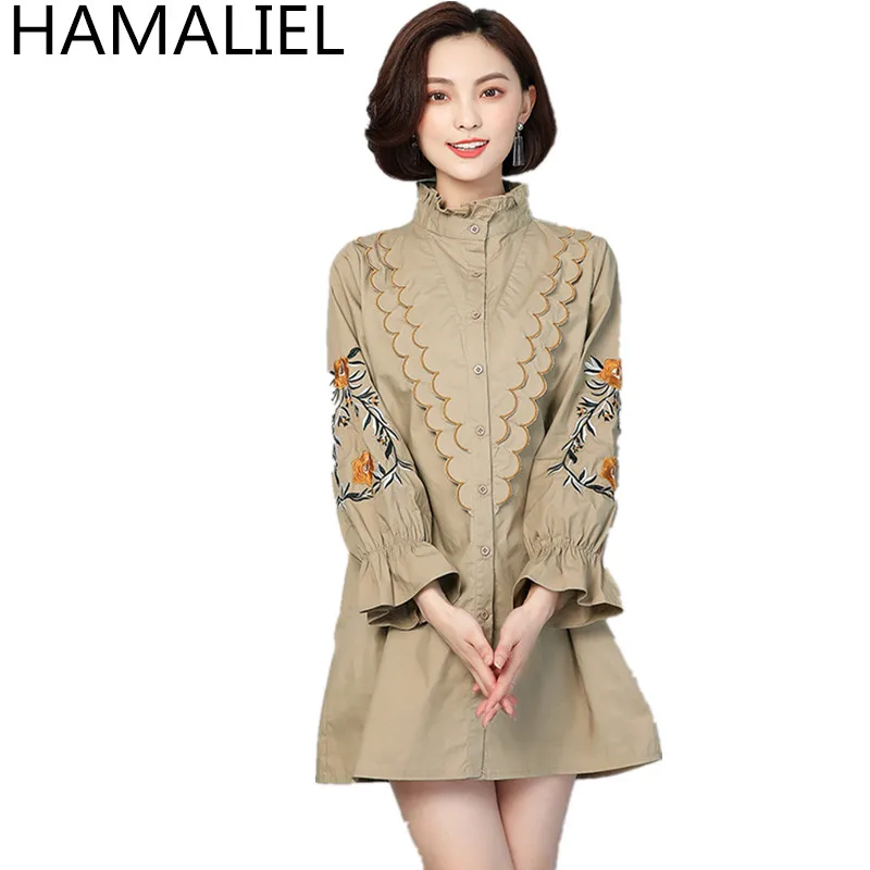 HAMALIEL L-5XL оверсайз Женская Удлиненная блуза кофты 2018 осень длинный рукав хлопок
