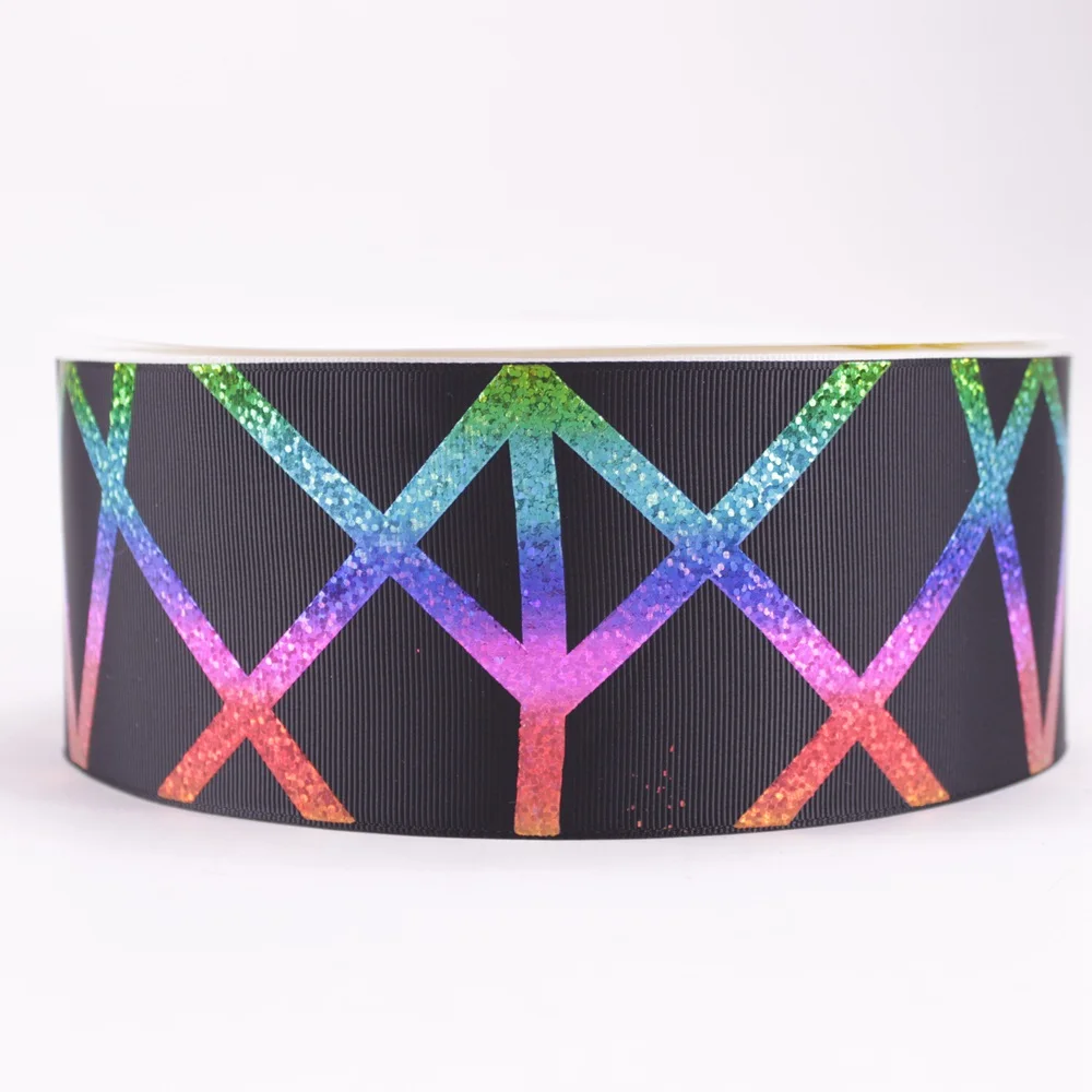 

3 "75 мм радужная голограмма, узоры из фольги, корсажная лента из полиэстера, блестящая Лазерная Лента 10Y 50Y