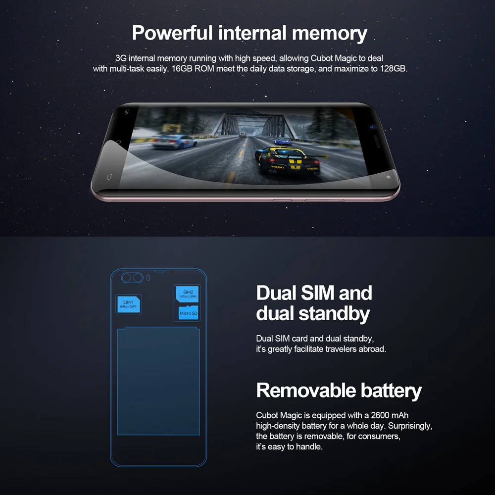 Cubot Magic 4G смартфон 5," HD 3D экран Android 7,0 MTK6737 четырехъядерный мобильный телефон 3 ГБ+ 16 Гб 13 МП+ 2 Мп двойная задняя камера мобильный телефон