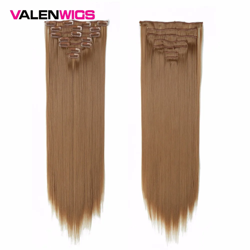 Valenwigs накладные синтетические волосы на заколках 22 дюйма длинные прямые чистый