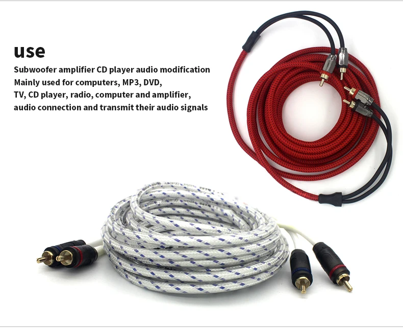 Автомобильный усилитель для динамика аудиокабель сабвуфера 2 RCA на Rca красный и