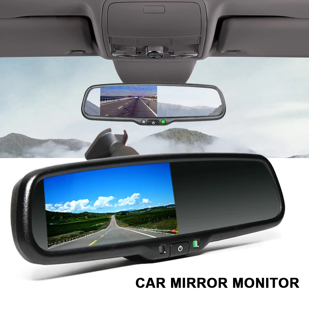 4,3 дюймов TFT lcd Автомобильный специальный кронштейн зеркало заднего вида монитор для системы помощи при парковке с 2 RCA видеоплеером вход