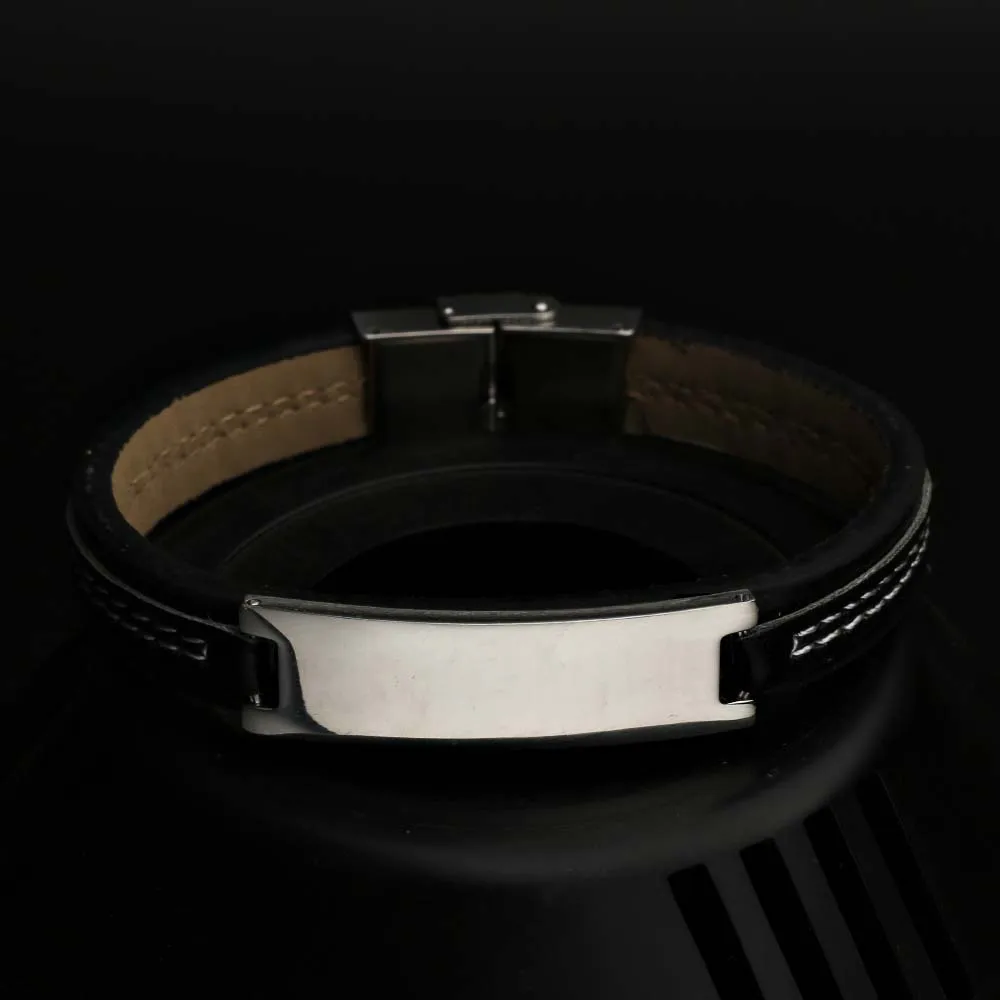 2018 LiuJun Silicone Men's Bracelets Unique Cutting Smooth Design Adjustable solid Stainless Steel Jewelry Accessories bileklik |