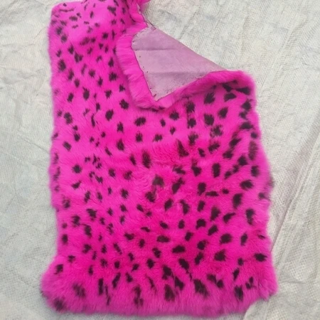 leopard pink Цена настоящий кроличий мех 40x24 см DIY Шарфы шапки помпон пальто Одеяло Подушка швейный Материал Пушистый мягкий натуральный мех R16 - Цвет: leopard pink
