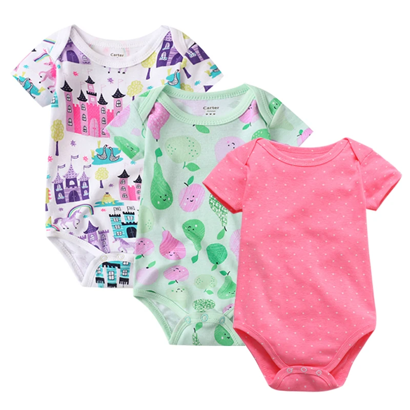 3Pcs Summer New Baby Girl Bodysuits Cute Cartoon Newborn Baby Boy Jumpsuit Overalls Macaron Infant Girl Bebe Coveralls