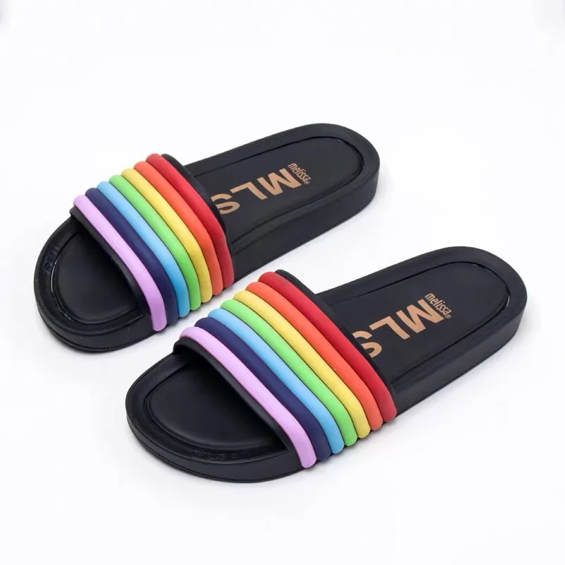 Женские Вьетнамки Melissa пляжные шлепанцы на плоской подошве прозрачные сандалии