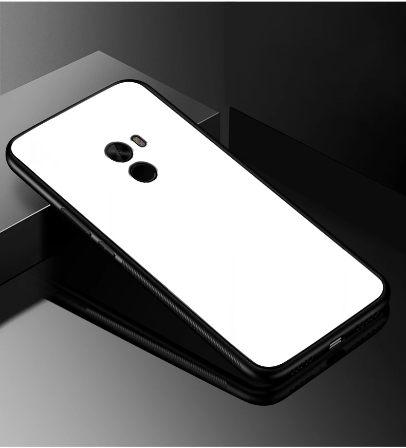 Чехол для xiaomi mi x, роскошный однотонный жесткий чехол из закаленного стекла с мягким краем для xiaomi mi x 1 mi x1 shell mi x, задняя крышка - Цвет: Белый