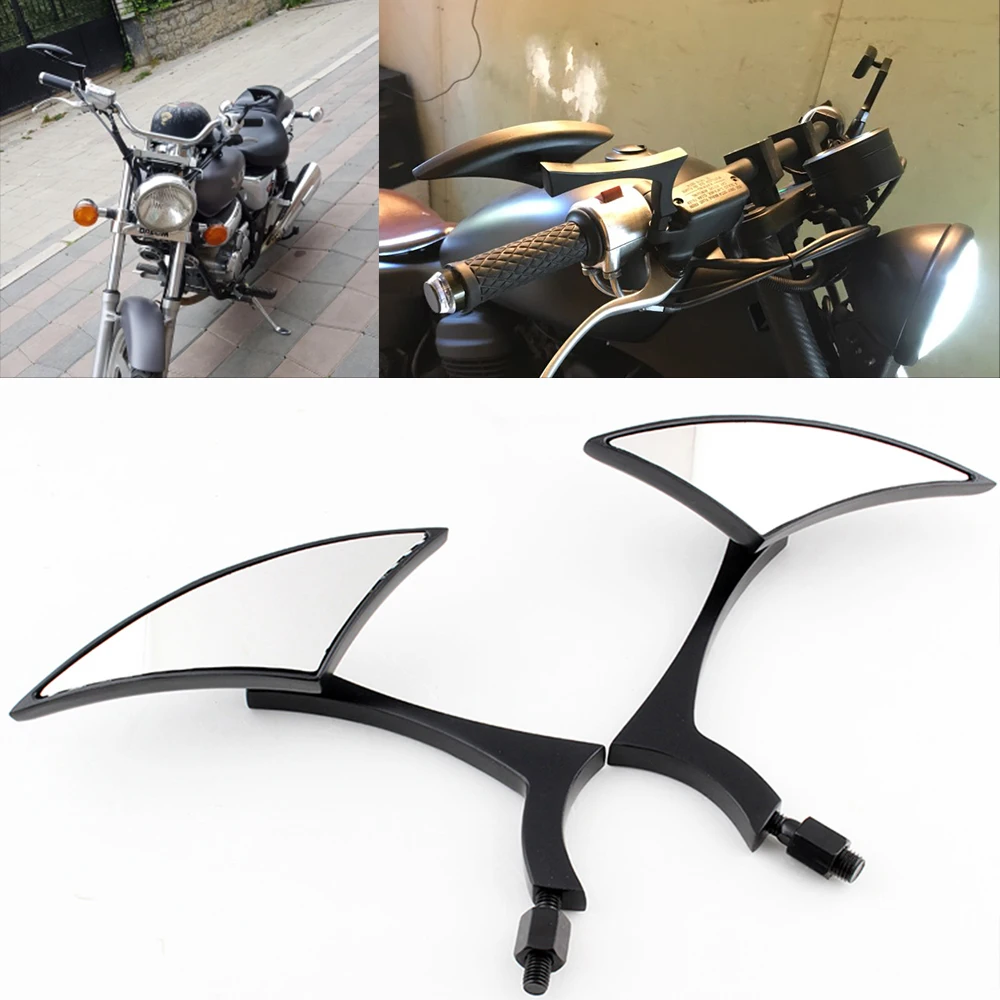 Черные боковые зеркала для мотоцикла M8 M10 мотоциклетные заднего вида Harley Chopper Cruiser