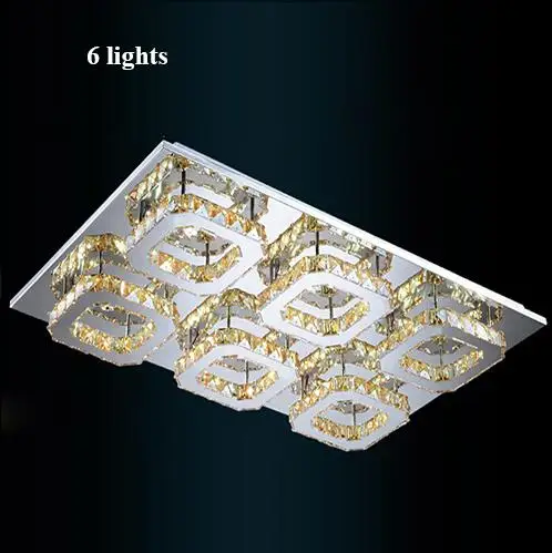6 lights Современная зеркальная стальная затемненная светодиодная люстра потолочного освещения с кристаллами для гостиной Светодиодная потолочная лампа для спальни светодиодные принадлежности для потолочного светильника - Цвет корпуса: 6 lights