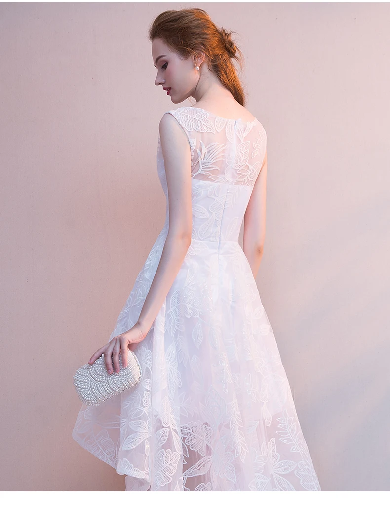 White Simple Evening Gowns Evening Dress Party Elegant Evening Dresses Short Front and Long Rear Short Formal Dress ES2579