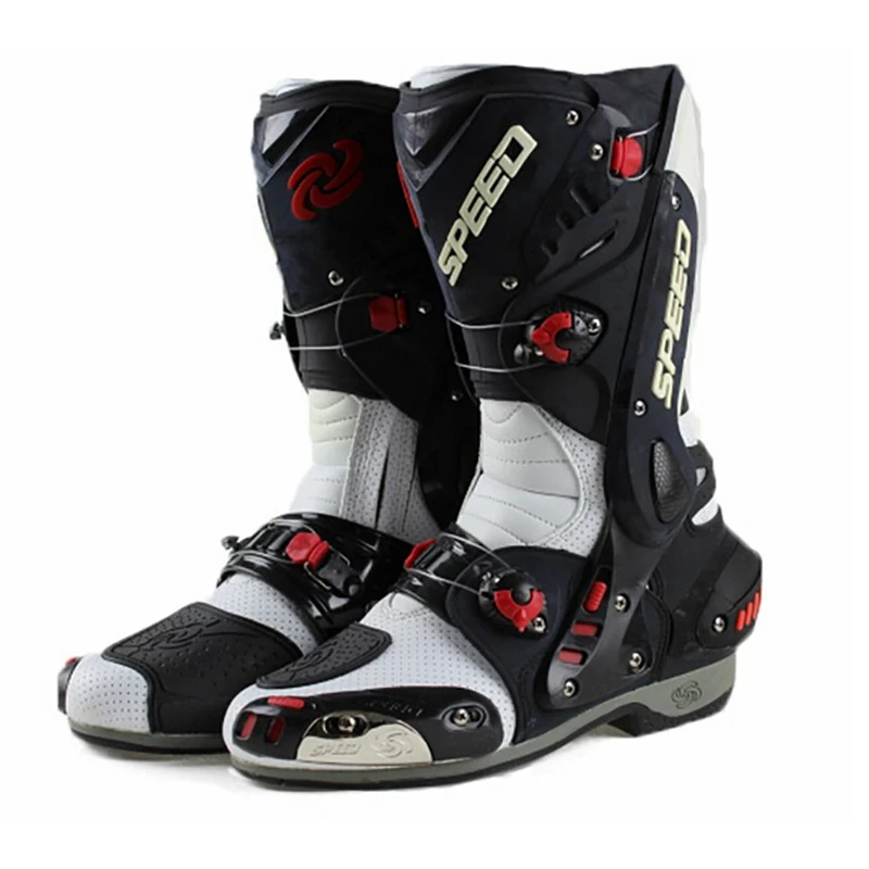 Профессиональные бегущие ботинки для мотокросса Нескользящие кожаные из