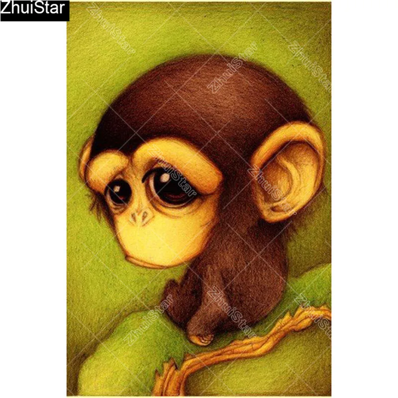 Full Square 5D DIY Diamond Painting &quotlittle monkey&quot Embroidery Cross Stitch Mosaic Home Decor Gift CJ38 | Дом и сад