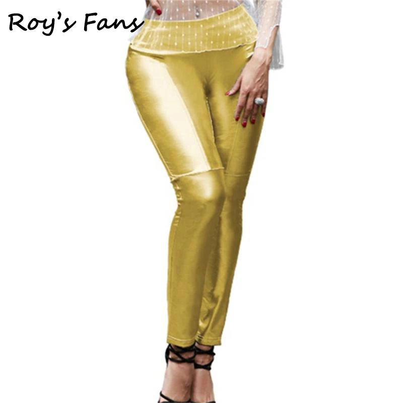 Roy's Fans New Color Women PU Leather Pants Sexy Elastic Waist Silm Female Autumn Winter Skinny Trousers Leggings | Женская одежда