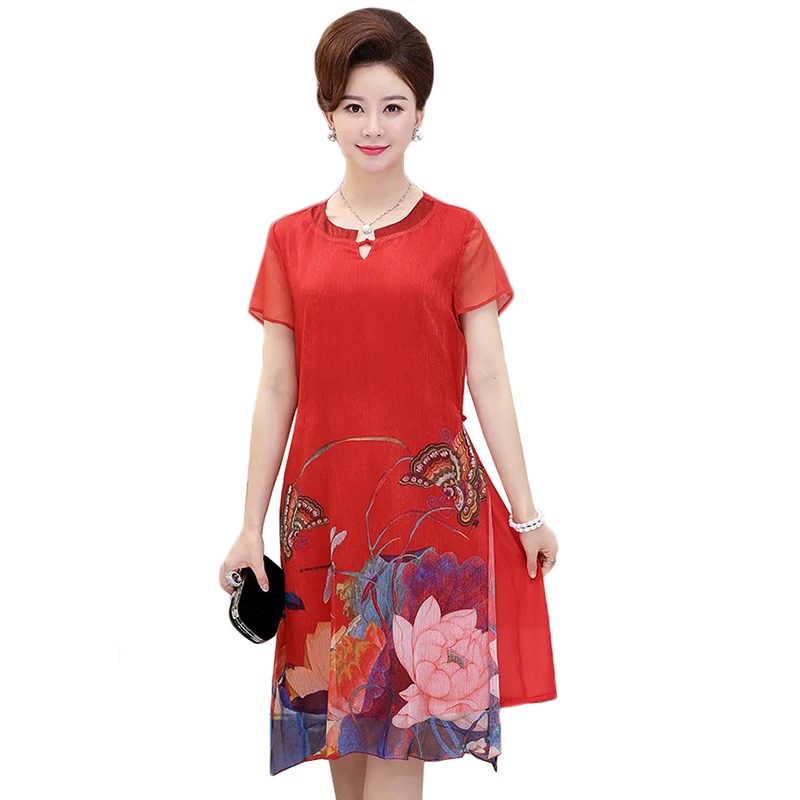 

Летние платья, новинка 2018, шифоновое платье с принтом, элегантная женская одежда, свободное сексуальное красное платье, платья для вечерино...