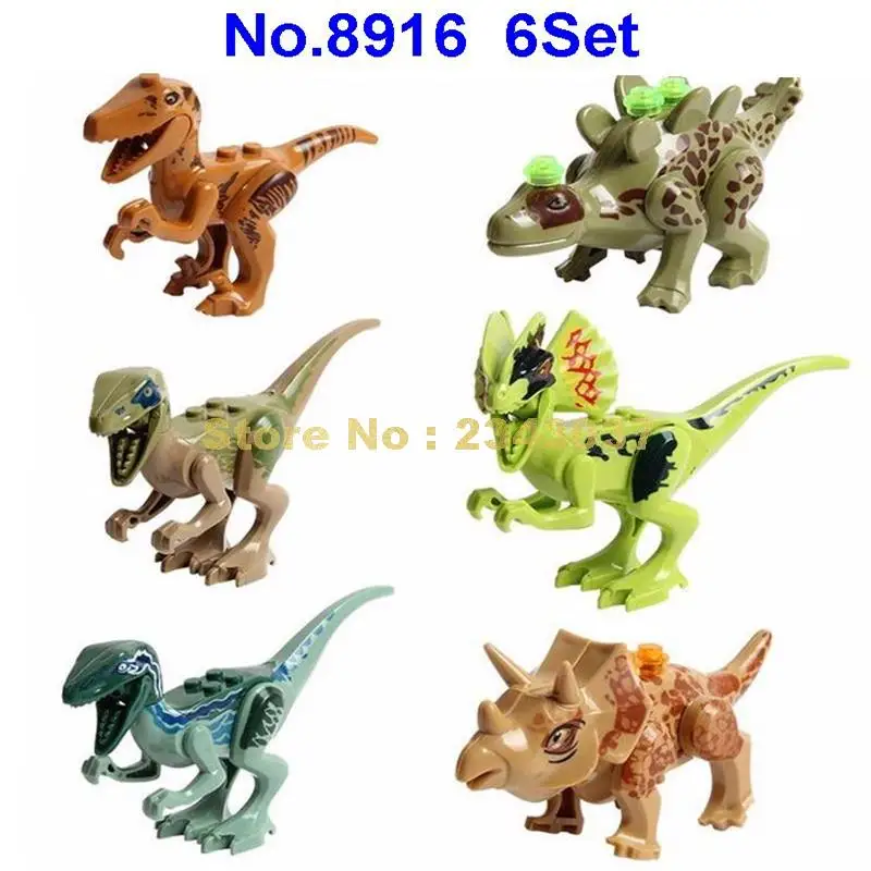 Sl8916 игрушечные строительные блоки из фильма динозавр Юрского периода 6 шт. T-rex Raptor
