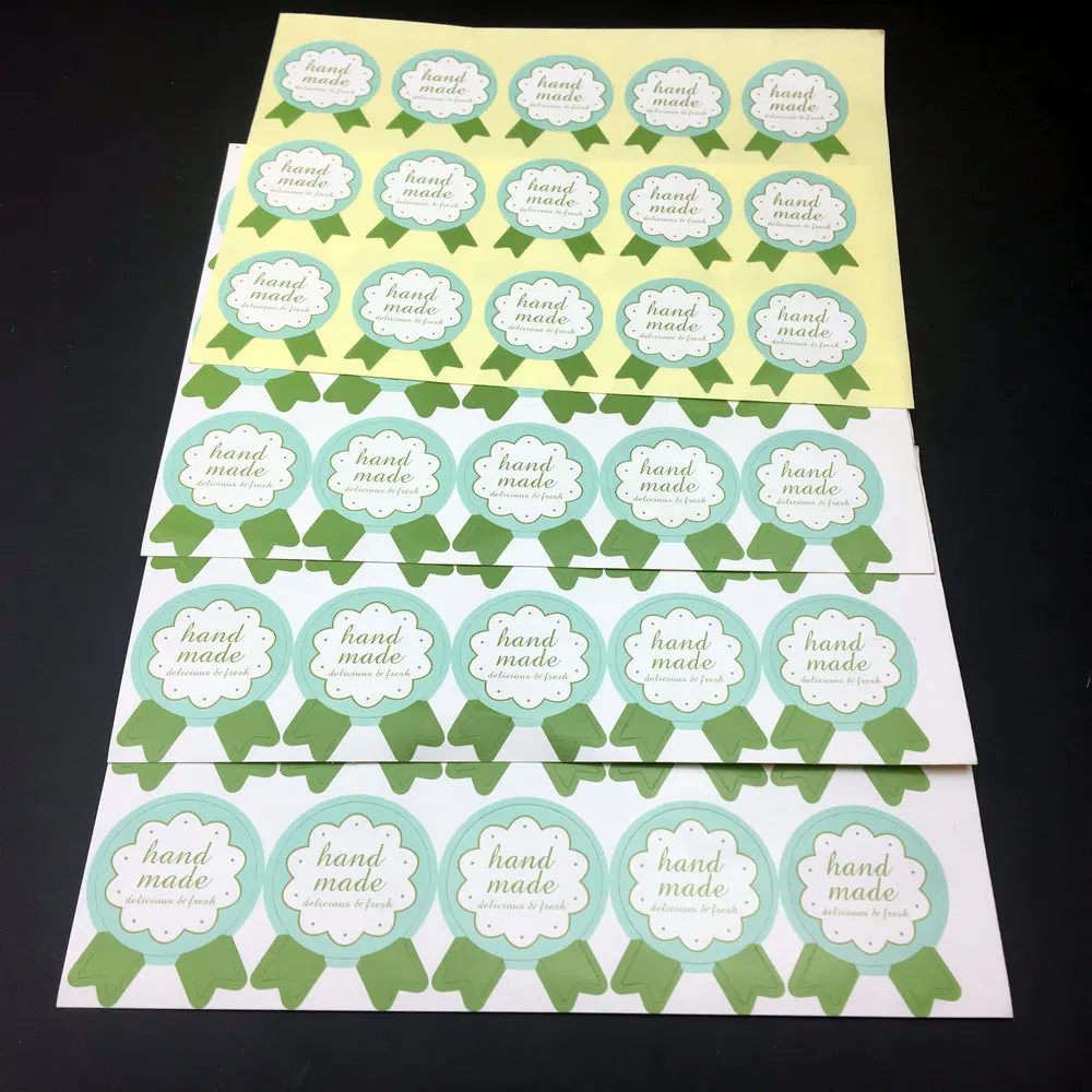 Клейкая наклейка ручной работы с зеленой медалью для выпечки в подарок наклейки