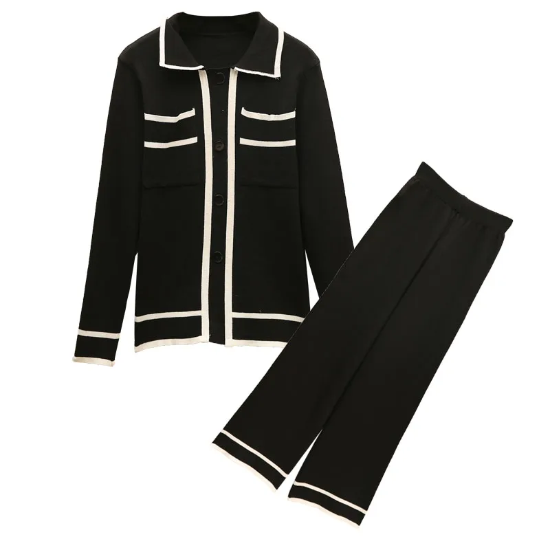 Осенний женский комплект одежды вязаные костюмы из двух предметов свитер с