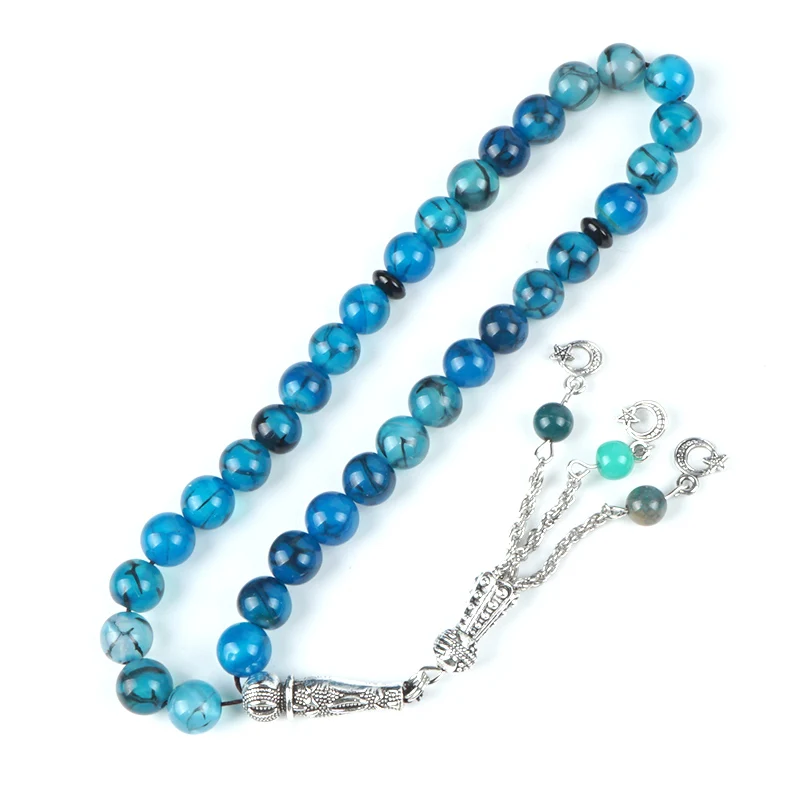 Новинка голубые камни в полоску четки треснувшие Агатовые Бусины 33 шт.