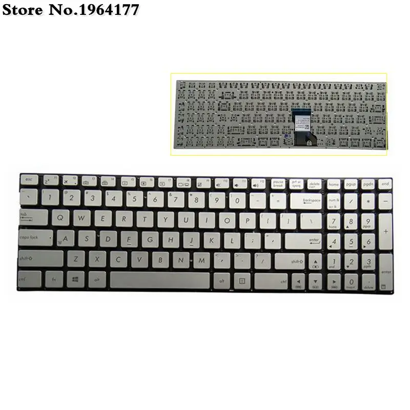 Новинка для ASUS UX501 N501 UX52V UX52 UX52A UX52VS Клавиатура США Серебристая без подсветки |