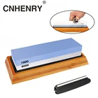 Точилка для ножей, двухсторонняя, зернистый водяной камень дюйма, с бамбуковым основанием, угловая направляющая, 6000