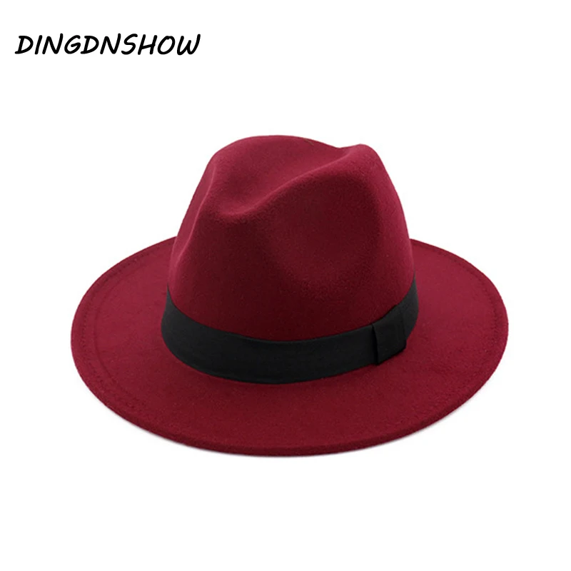 [DINGDNSHOW] брендовая фетровая шляпа женский шерстяной широкополый зимний головной убор фетровые шапки женские Sombrero Hombre элегантные