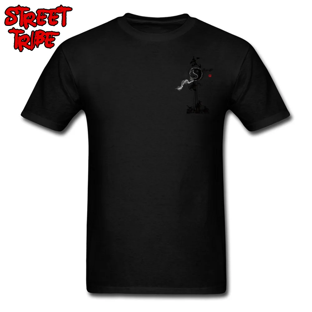 Chest Print Black Китайский кунг-фу Футболка мужская белая черная футболка Инь Ян Логотип топы хлопок тройники мастер-истребитель одежда приталенная - Цвет: Chest Print Black