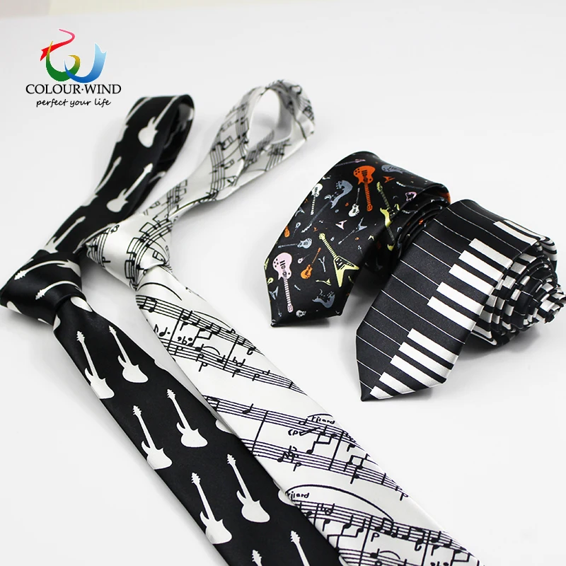Мужской галстук из полиэстера Модный Узкий для музыки концертов пианино нот