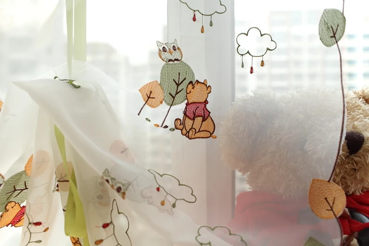 Милый Винни Медведь шар занавес для детской комнаты вышитые кухня выдвижной