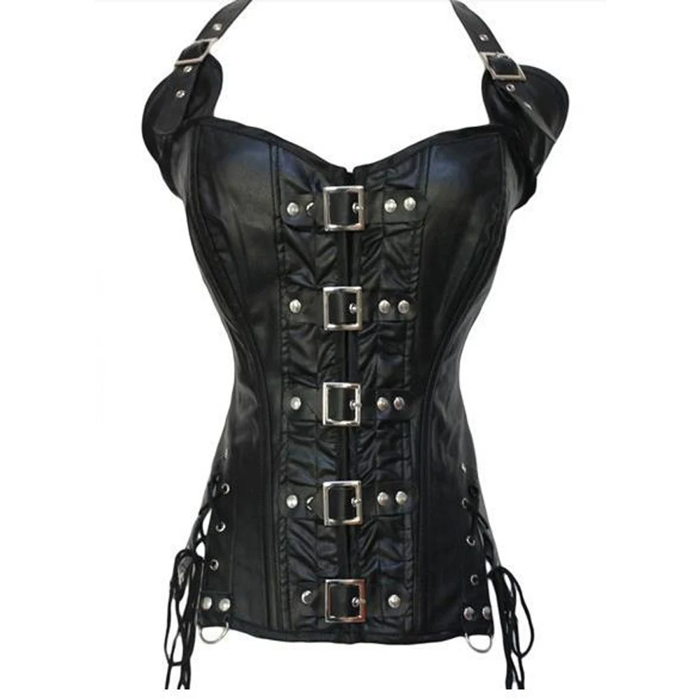 Новый сексуальный готический бюстье в стиле стимпанк Корсеты кожаные кроп топы