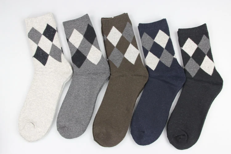 Лот из 5 пар Argyle/однотонные хлопковые мужские Зимние Повседневные носки